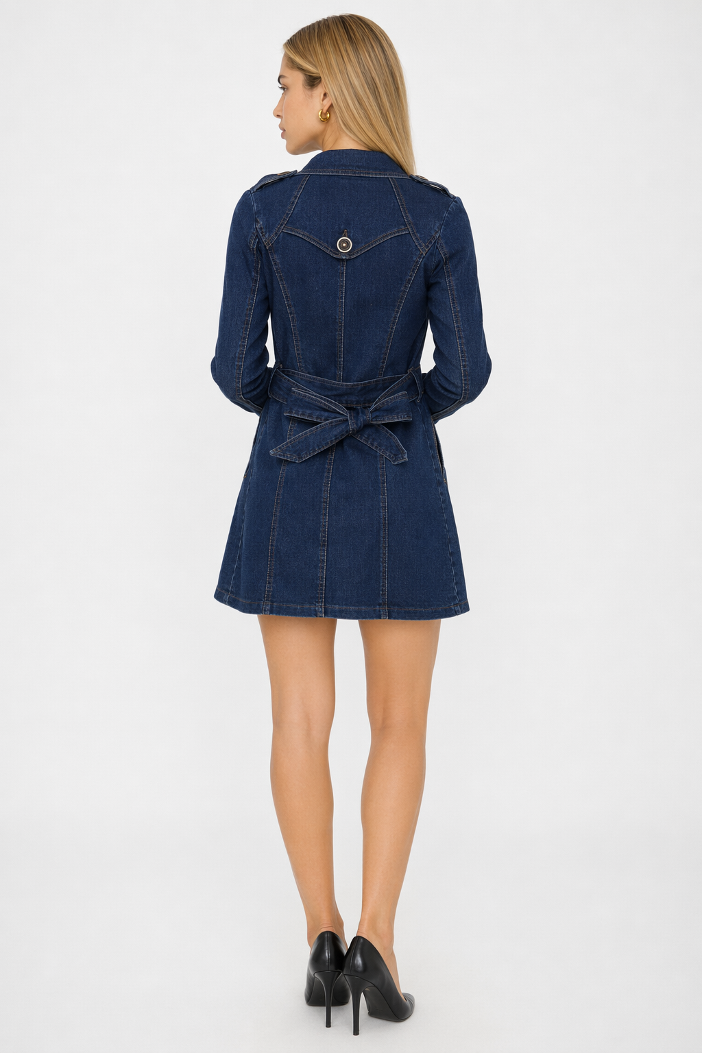 Slim Fit Double Breasted Women's Denim Jacket Default