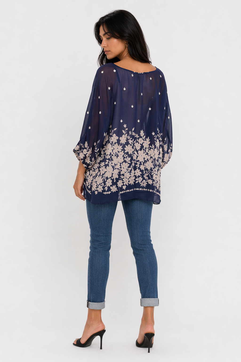 Navy Oversized Batwing Top for Women Default