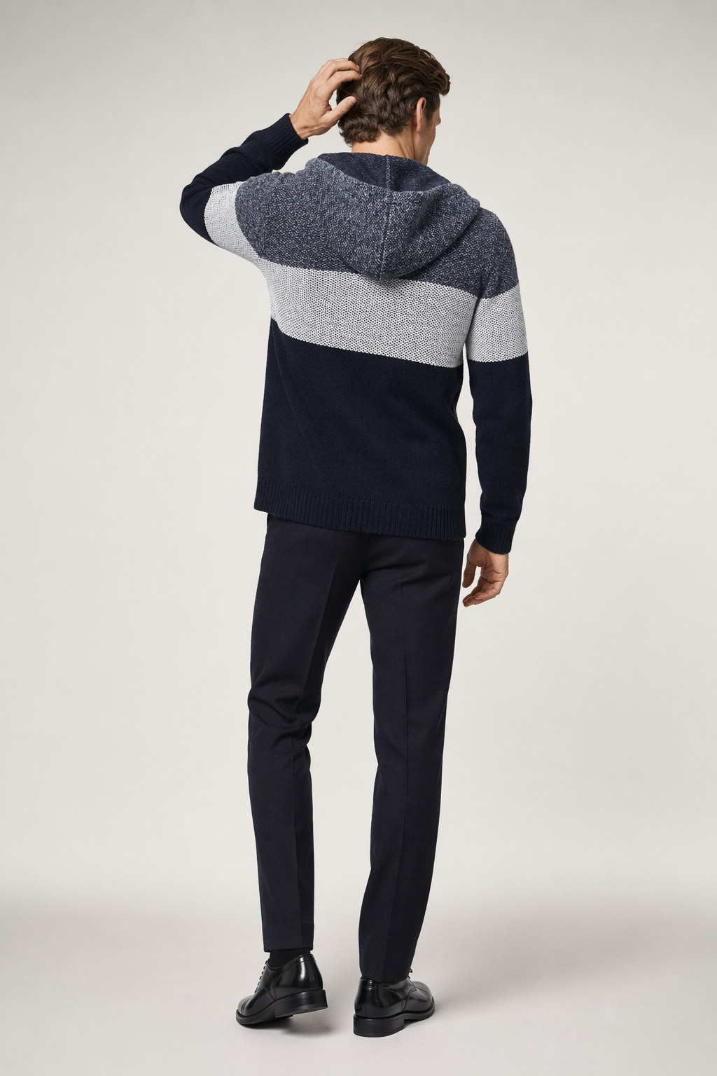 Men's Zip-Up Hooded Sweater Coat Navy