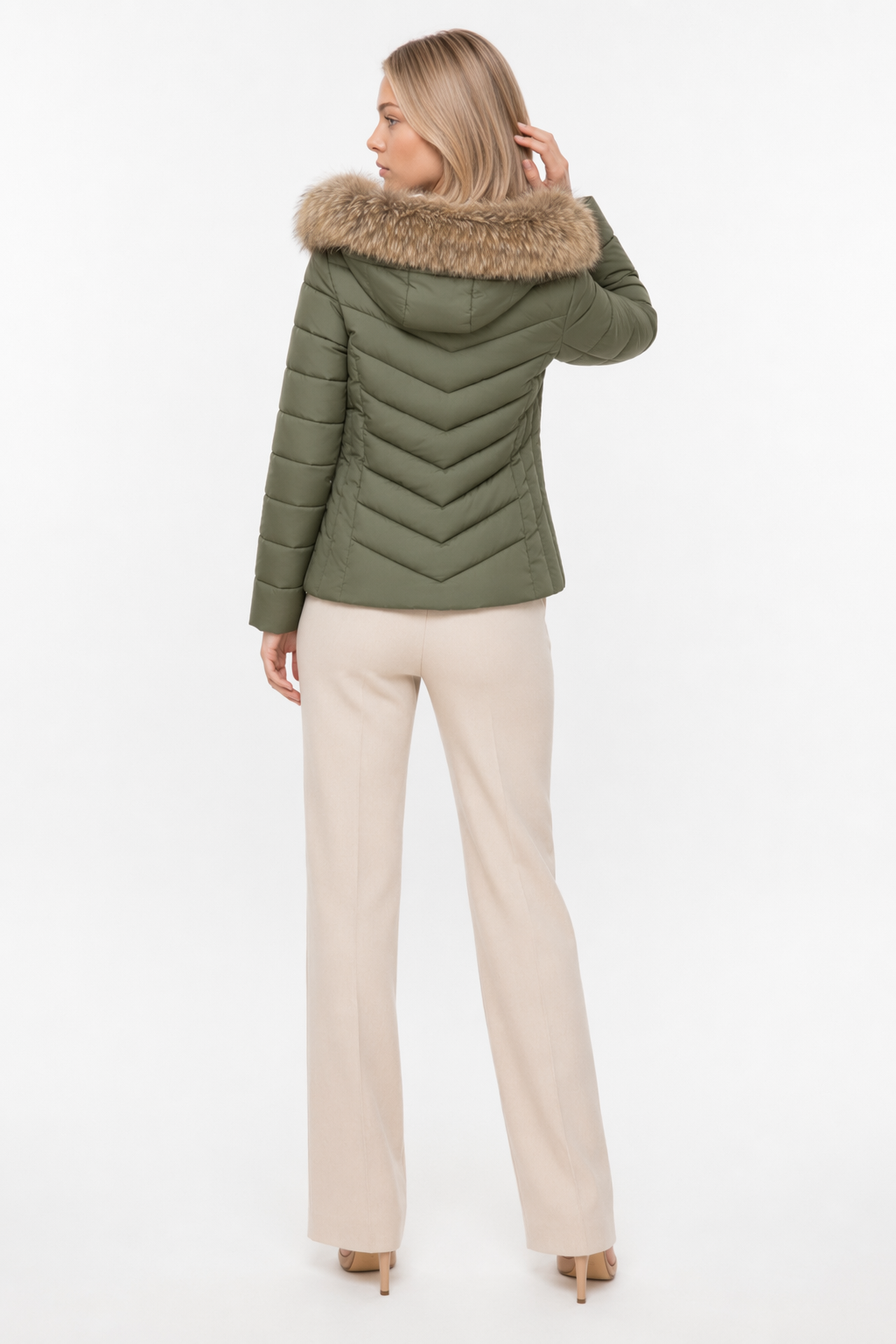 Slim-Fit Zippered Winter Coat with Hood for Women Default