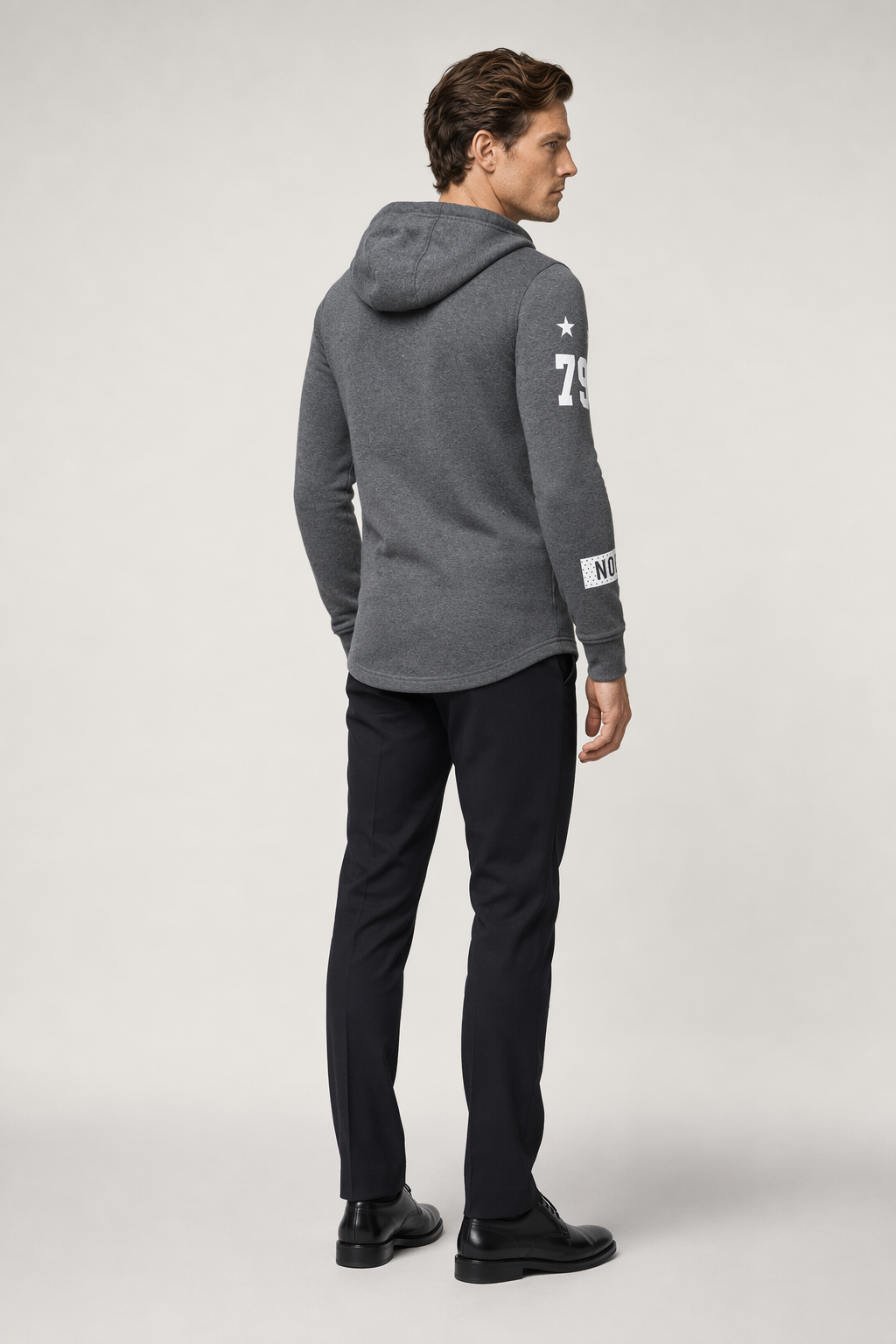 Streetwear-Inspired Hooded Biker Jacket for Men Gray