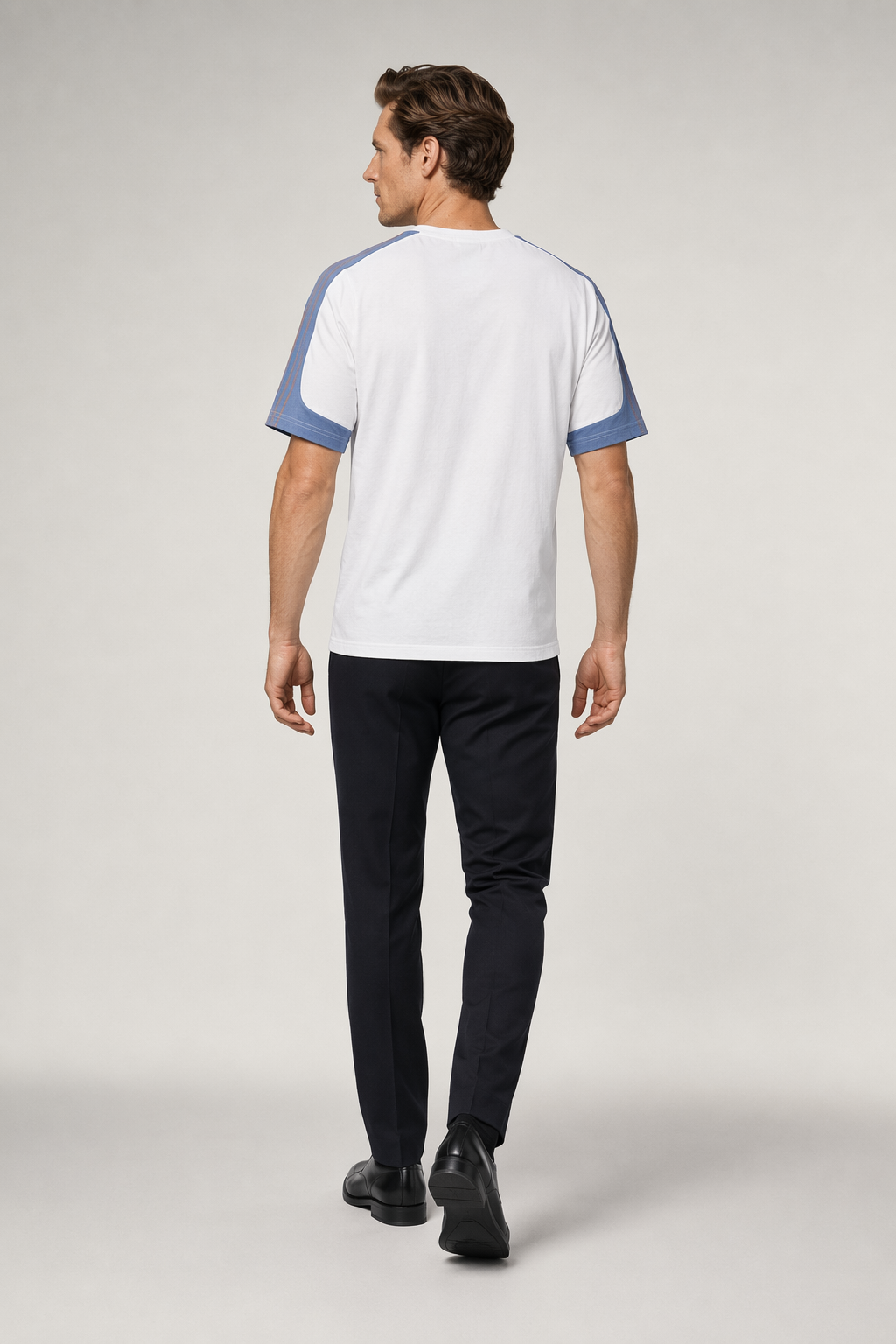Men's Striped Drop Shoulder Tee White