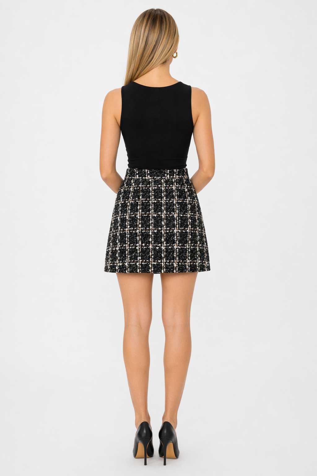 Plaid Skirt for Women's Autumn and Winter Wardrobe Black