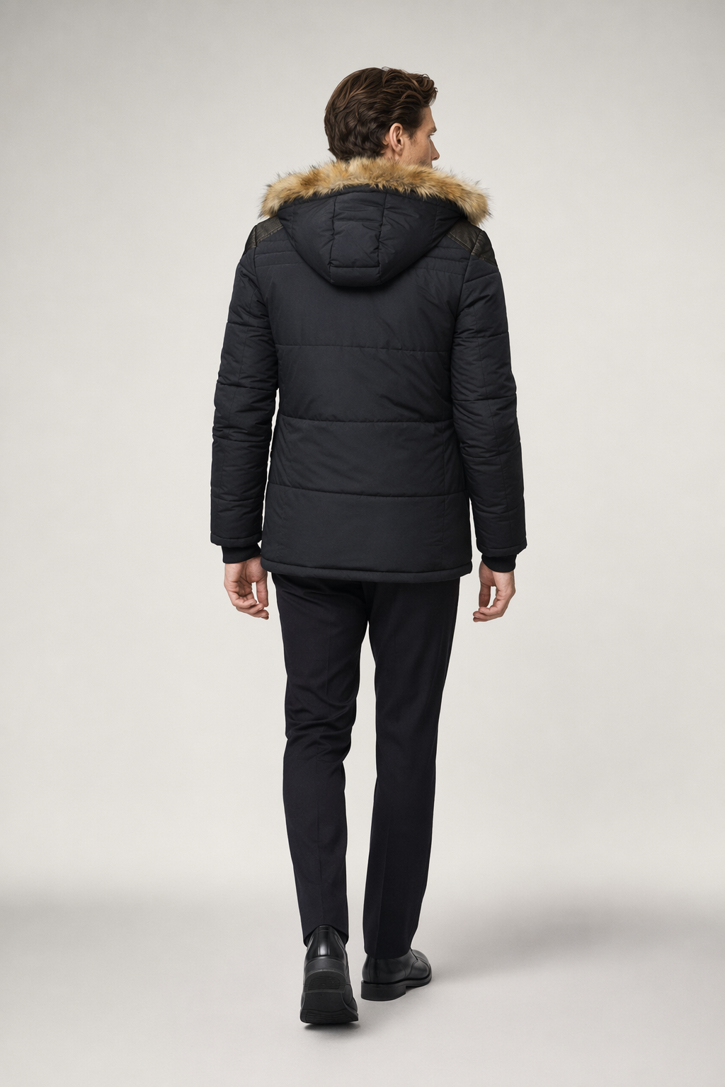 Blue Hooded Winter Coat for Men Default
