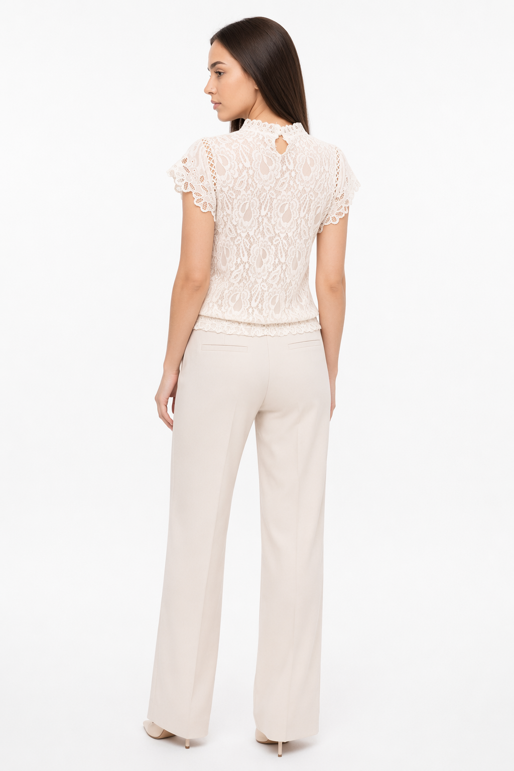Short-Sleeved Lace Blouse for Women Default