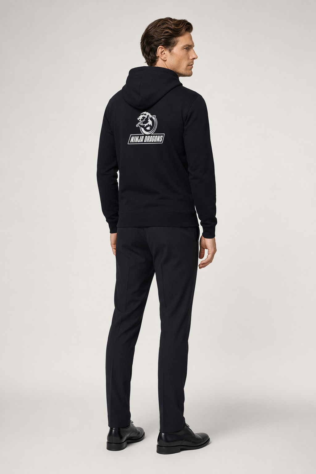 Hooded Sweatshirt with Logo on Front and Back Black