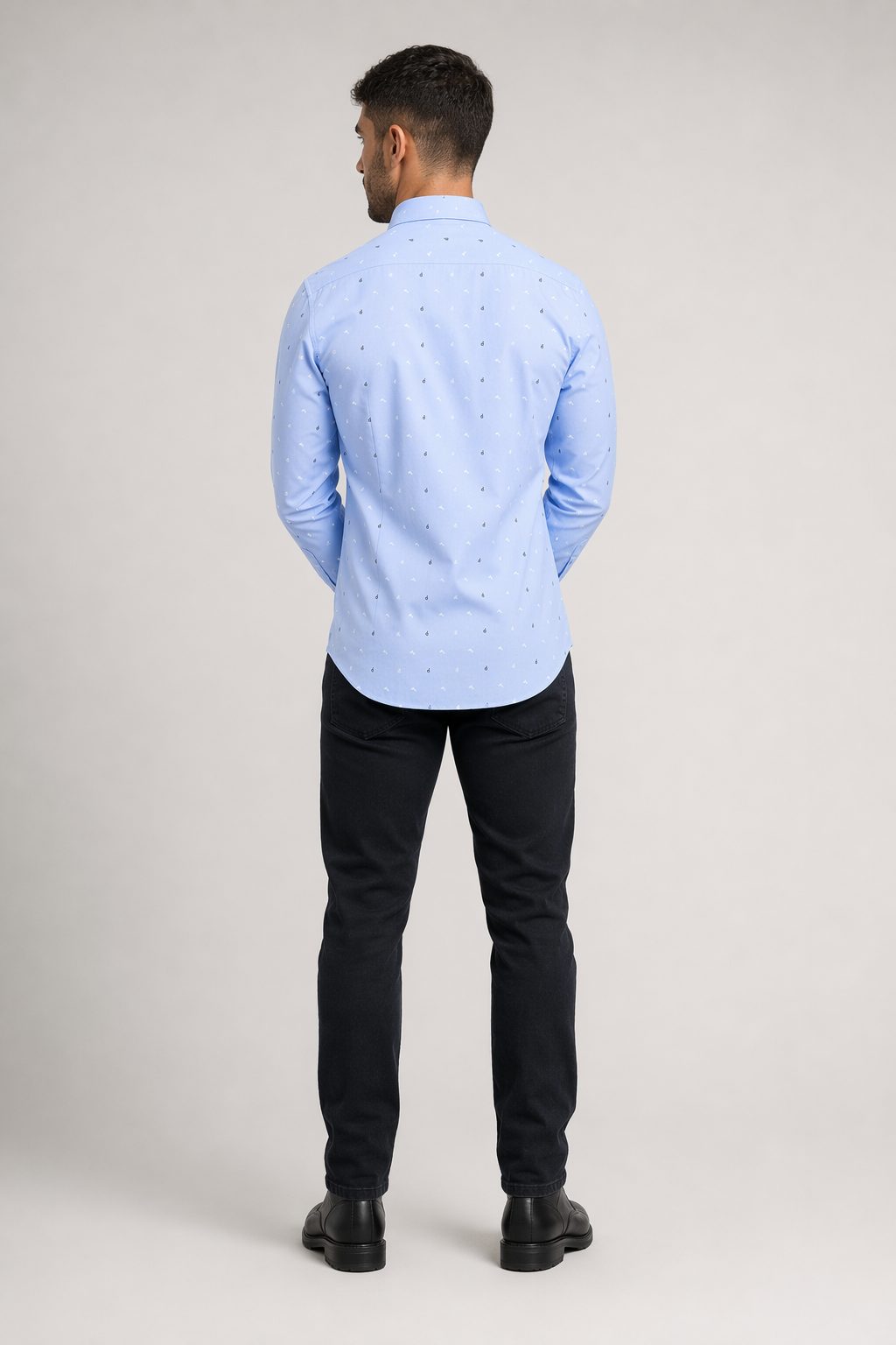 Blue Long Sleeve Slim-Fit Men's Shirt Default
