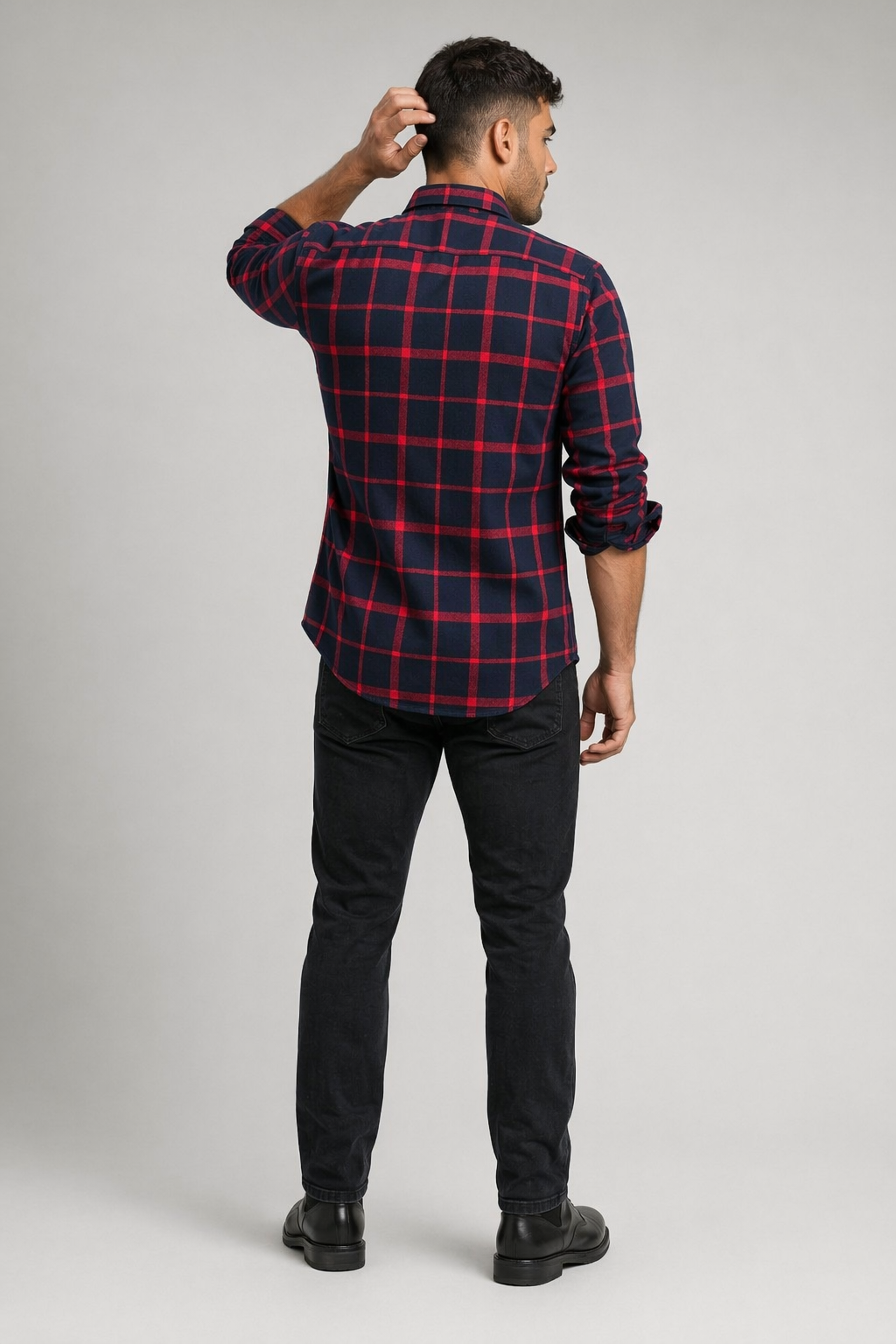 Checkered Cotton Shirt for Men with Long Sleeves Default