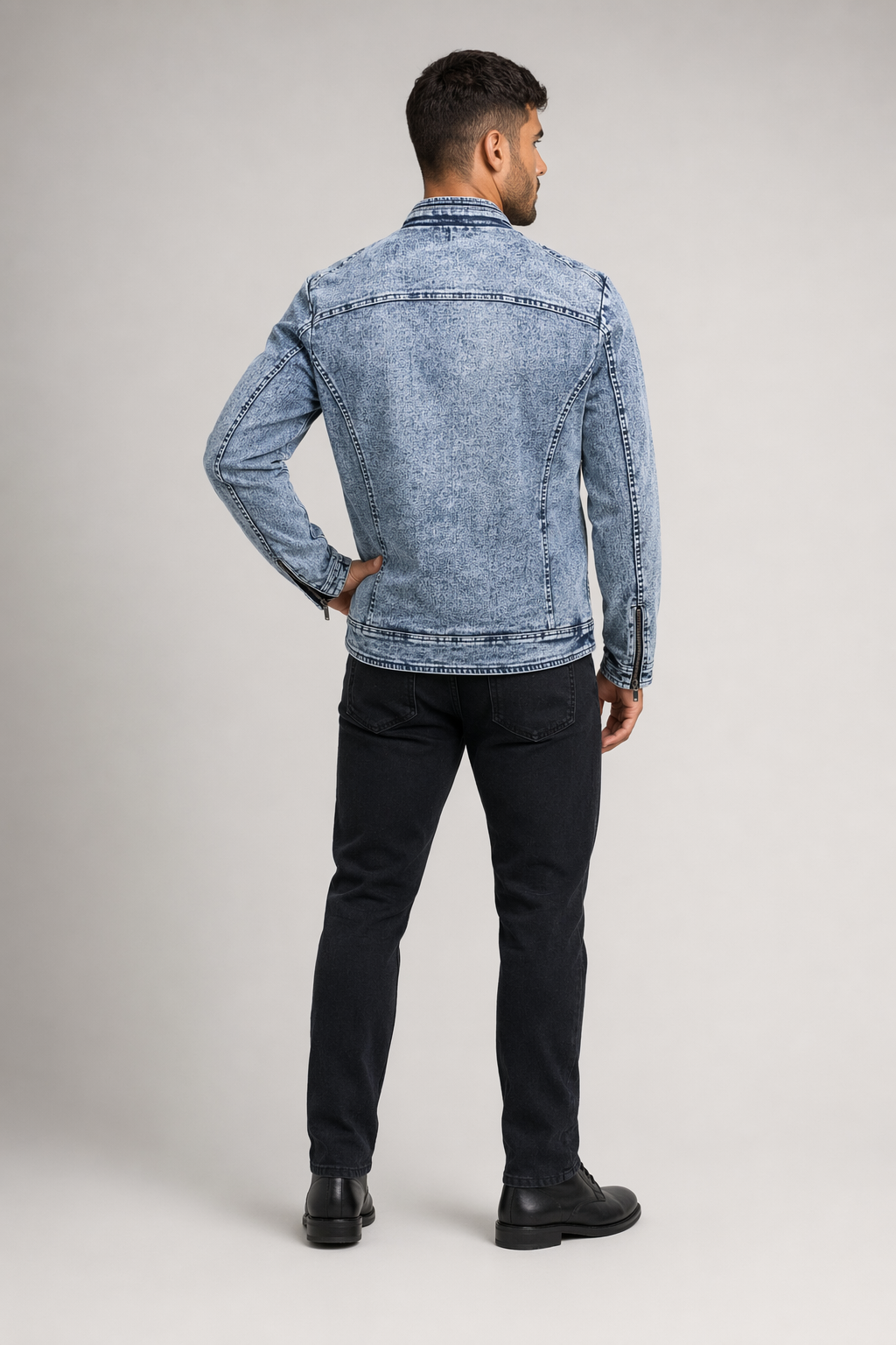 Men's Motorcycle Denim Jacket Blue