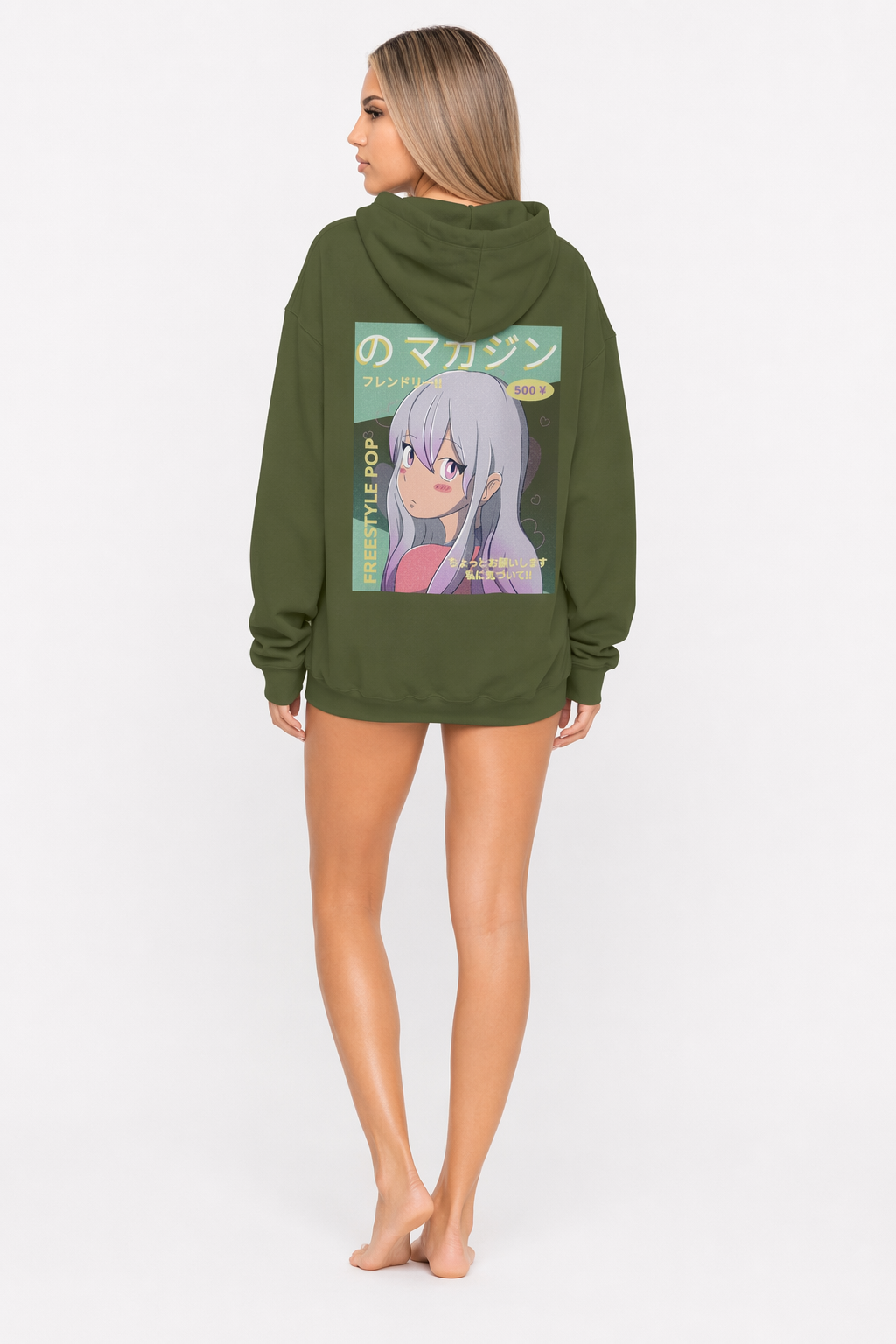 Anime Mango Logo Hoodie Military Green