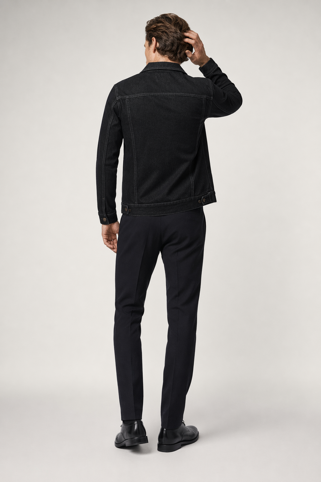 Denim Streetwear Jacket for Men Black