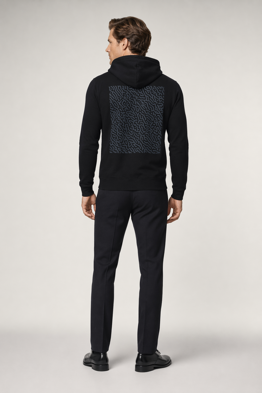 Mens Hooded Sweatshirt with Swirling Back Design Default