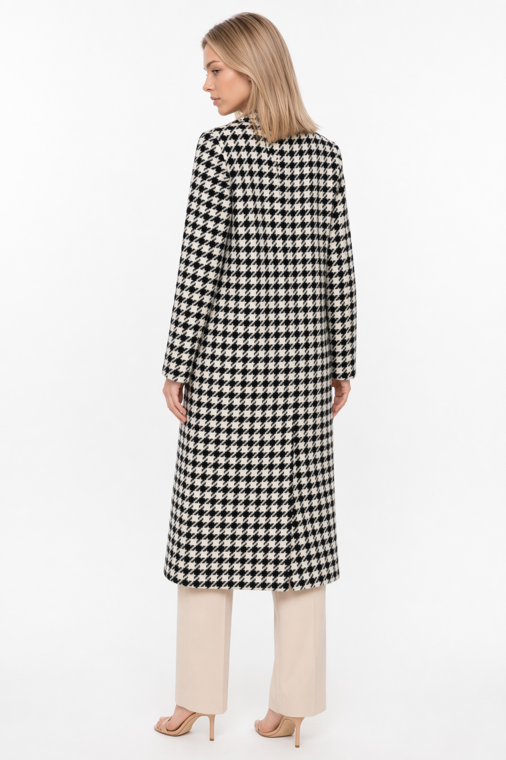 Long Coat for Women with Houndstooth Design Default