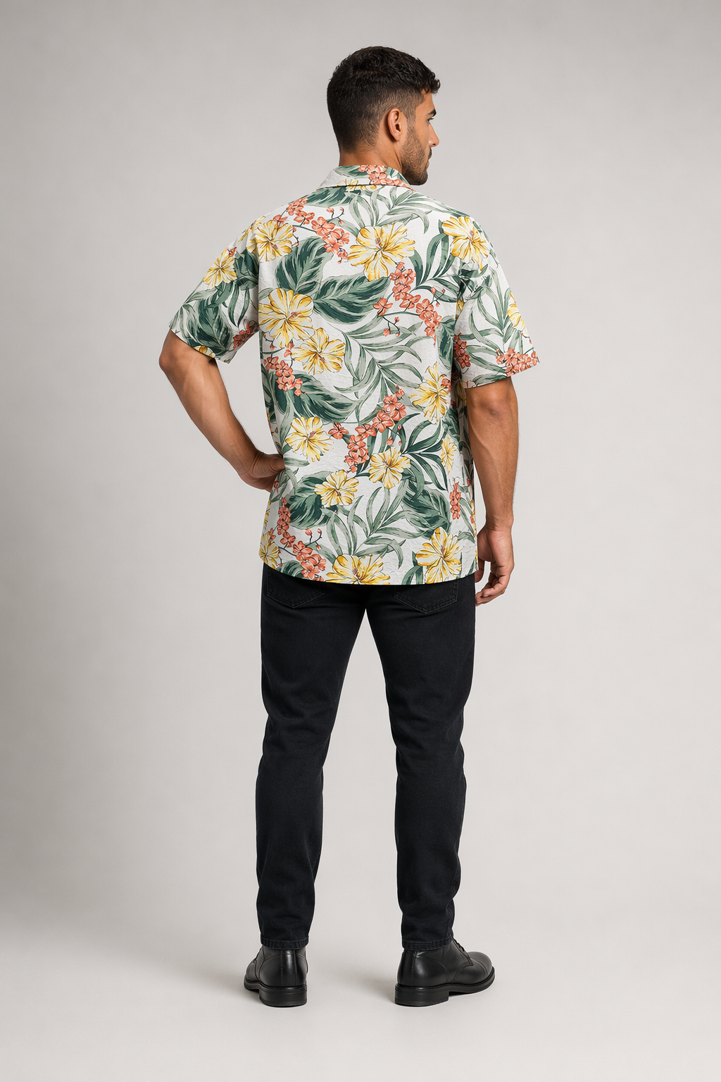 Oversized Hawaiian Print Men's Short Sleeve Shirt for a Tropical Vibe Default