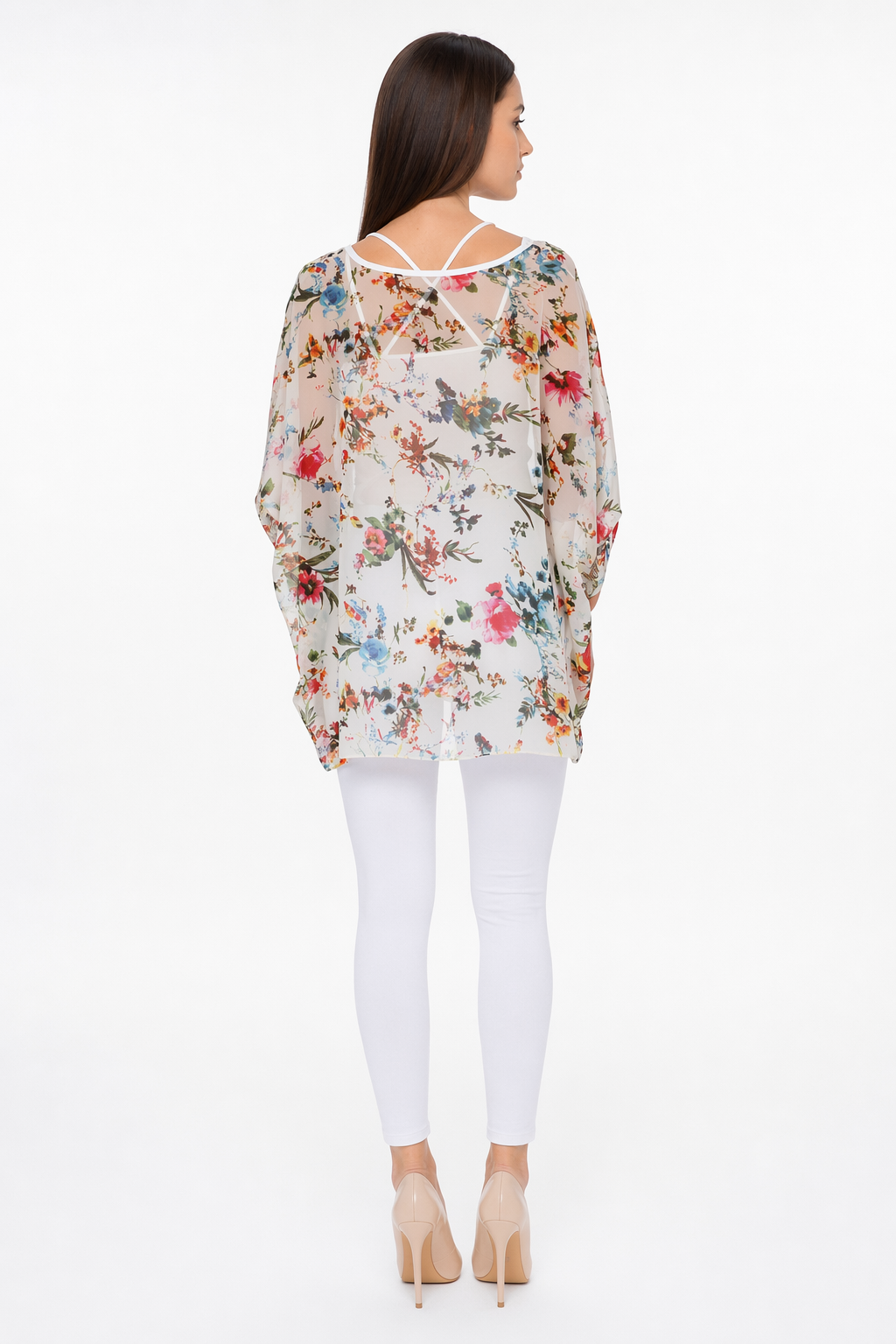 Floral Print Chiffon Tunic Top for Women's Summer Default