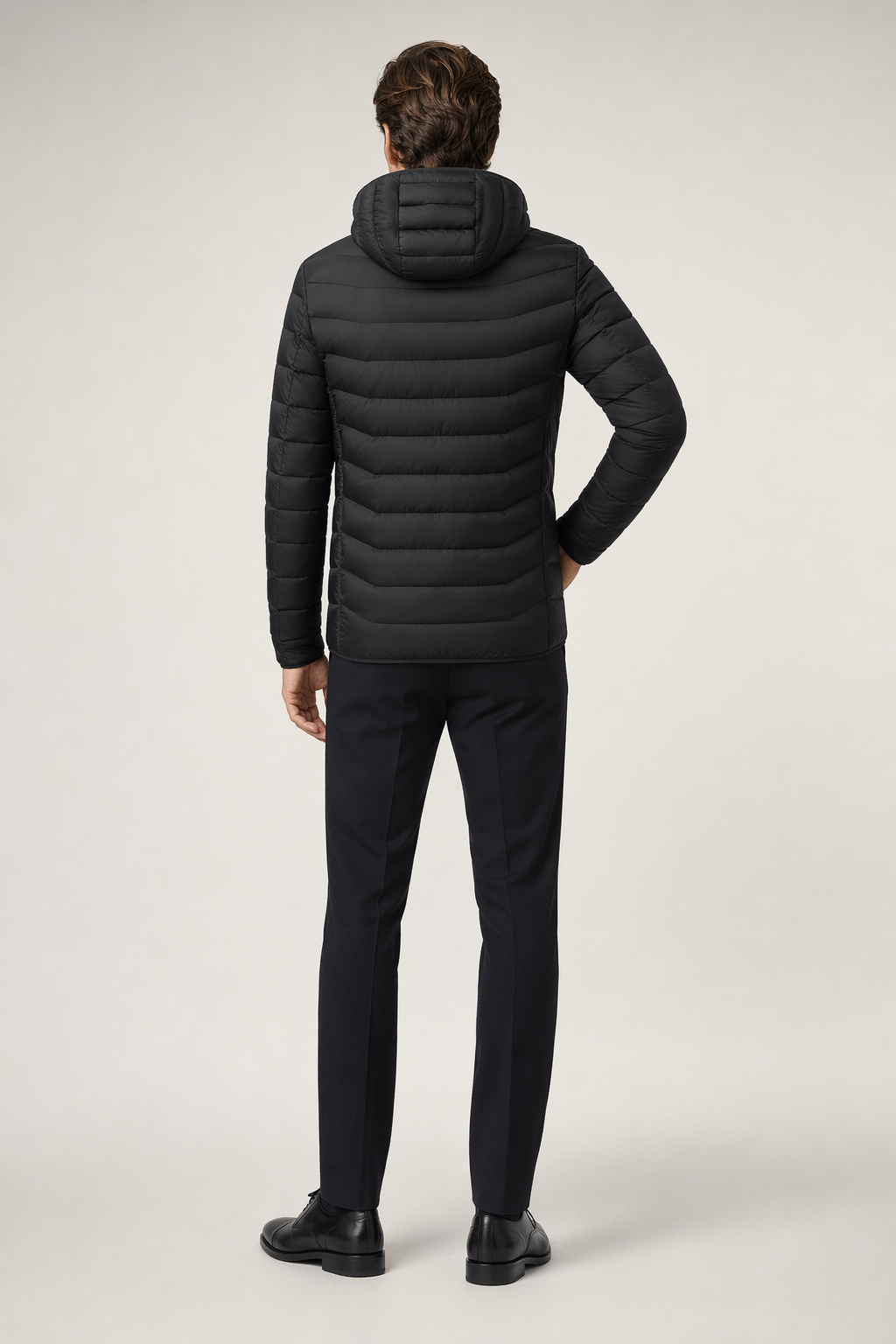Winter Coat with Detachable Hood and USB-Powered Heating Element for Wind Resistance Black