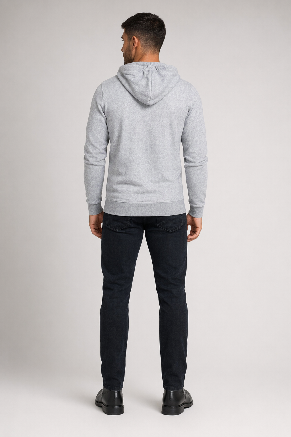 Hooded Jacket for Men with Zipper Light Gray