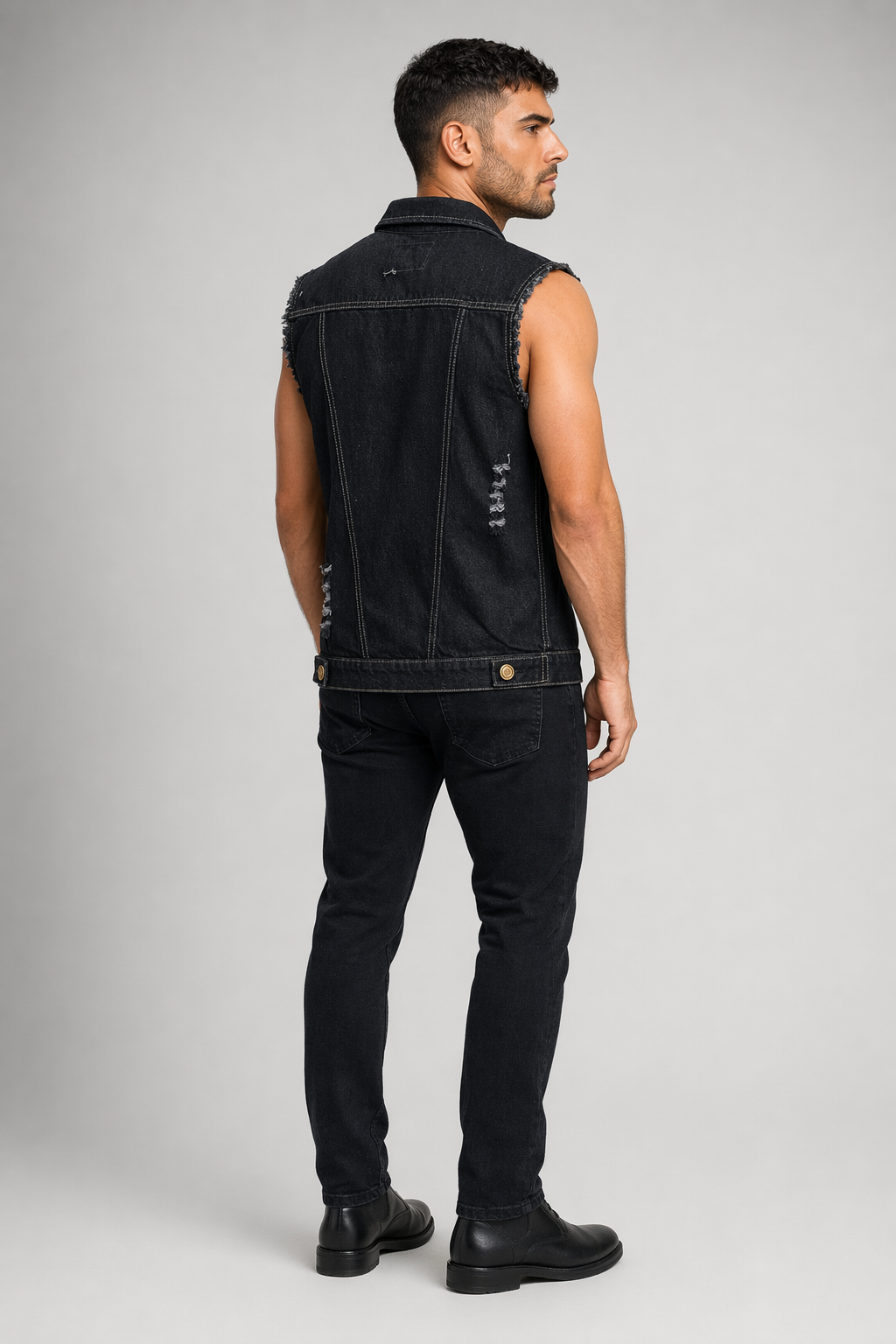 Black Denim Vest for Men's Urban Fashion Default
