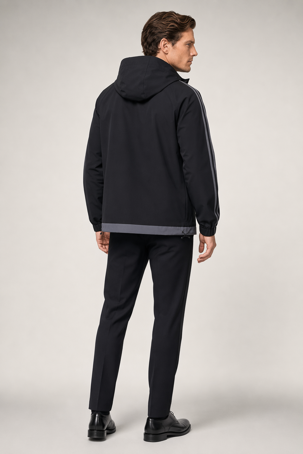 Windproof Hooded Jacket for Men Black