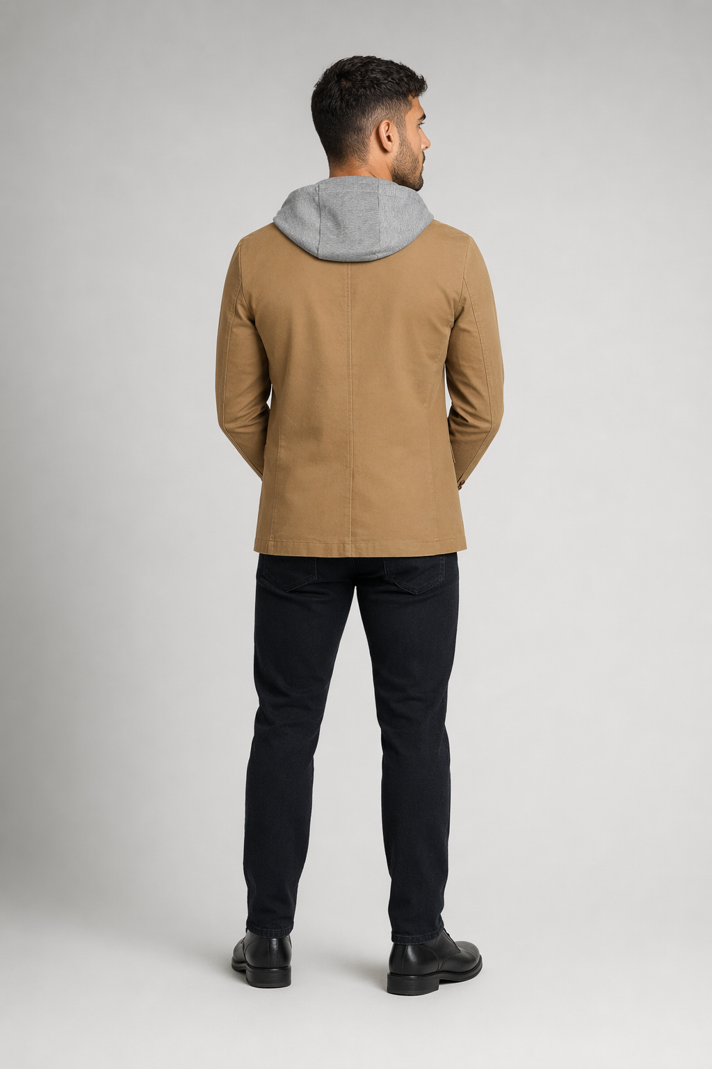 Black Hooded Blazer for Men's Urban Fashion Khaki