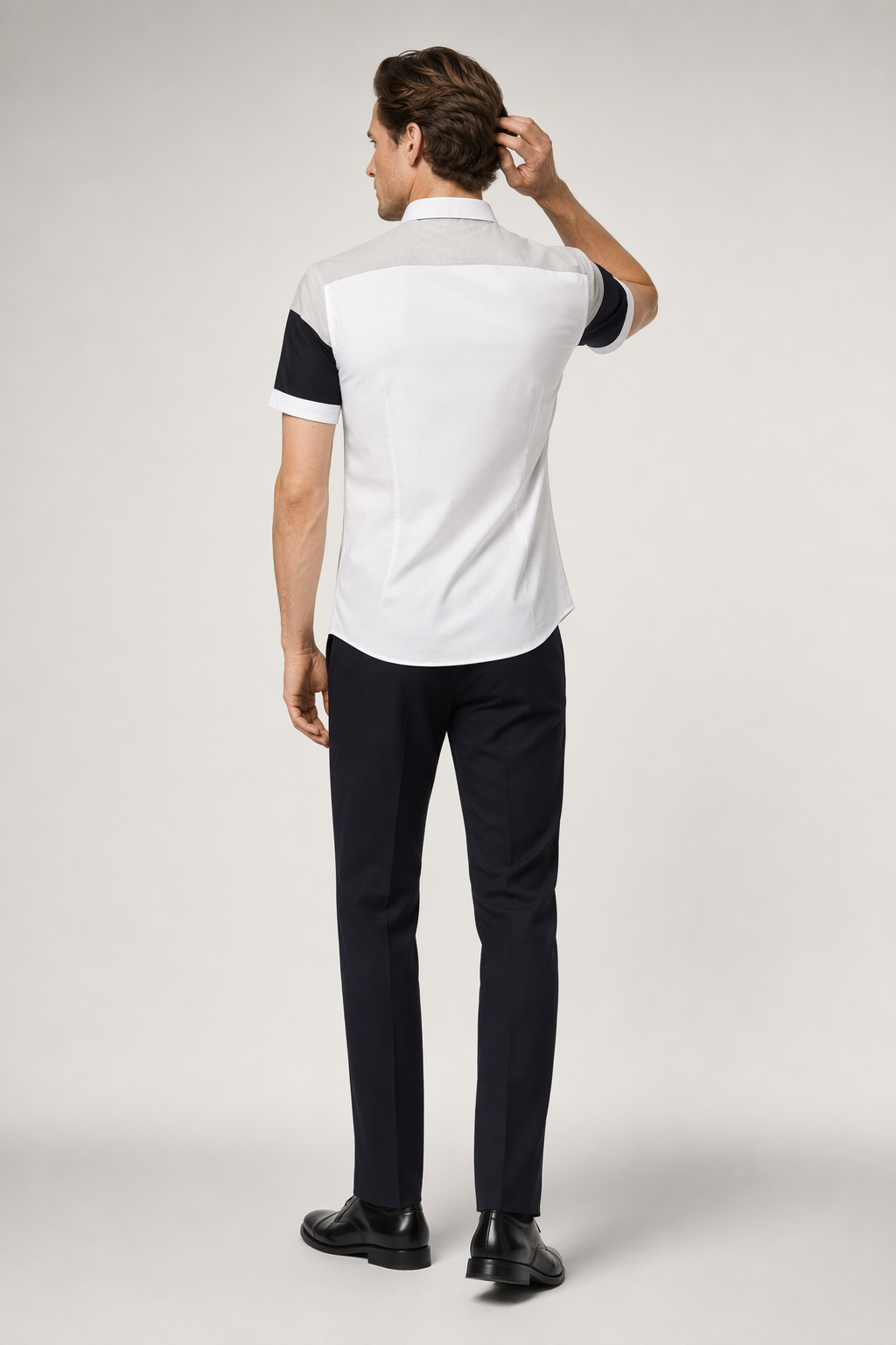 Color-Blocked Shirt for Men White