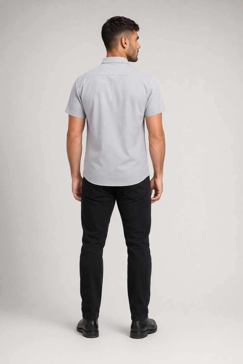 Short Sleeve Men's Button-Up Shirt Title Revision Gray