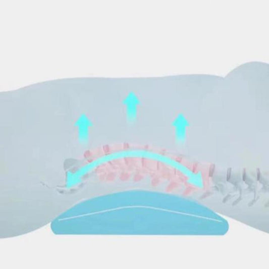Lumbar Support Memory Foam Pillow: light blue, turquoise illustration/diagram, minimal infographic style