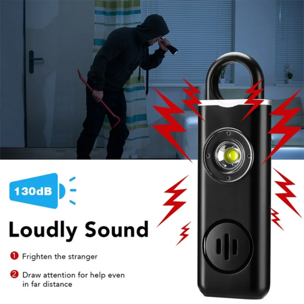 Siren Safety Alarm with Integrated LED Light for Personal Use