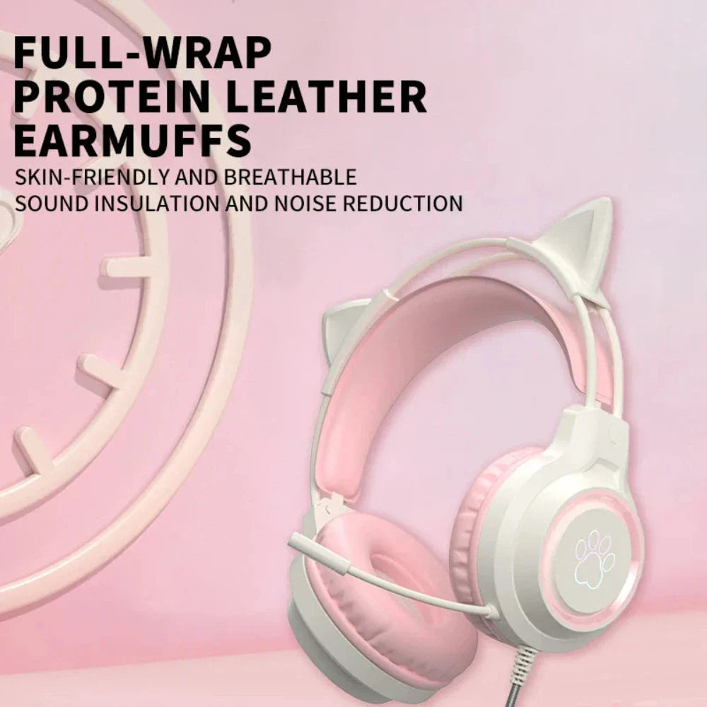 Headphones with LED Cat Ears that Light Up and Move in Sync with Music