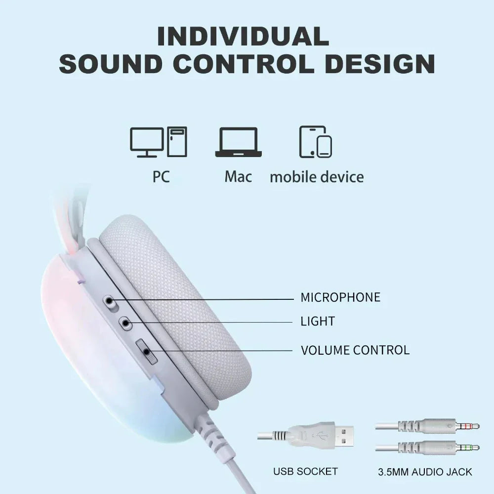 Gaming Headset with RGB Lighting and Built-in Microphone