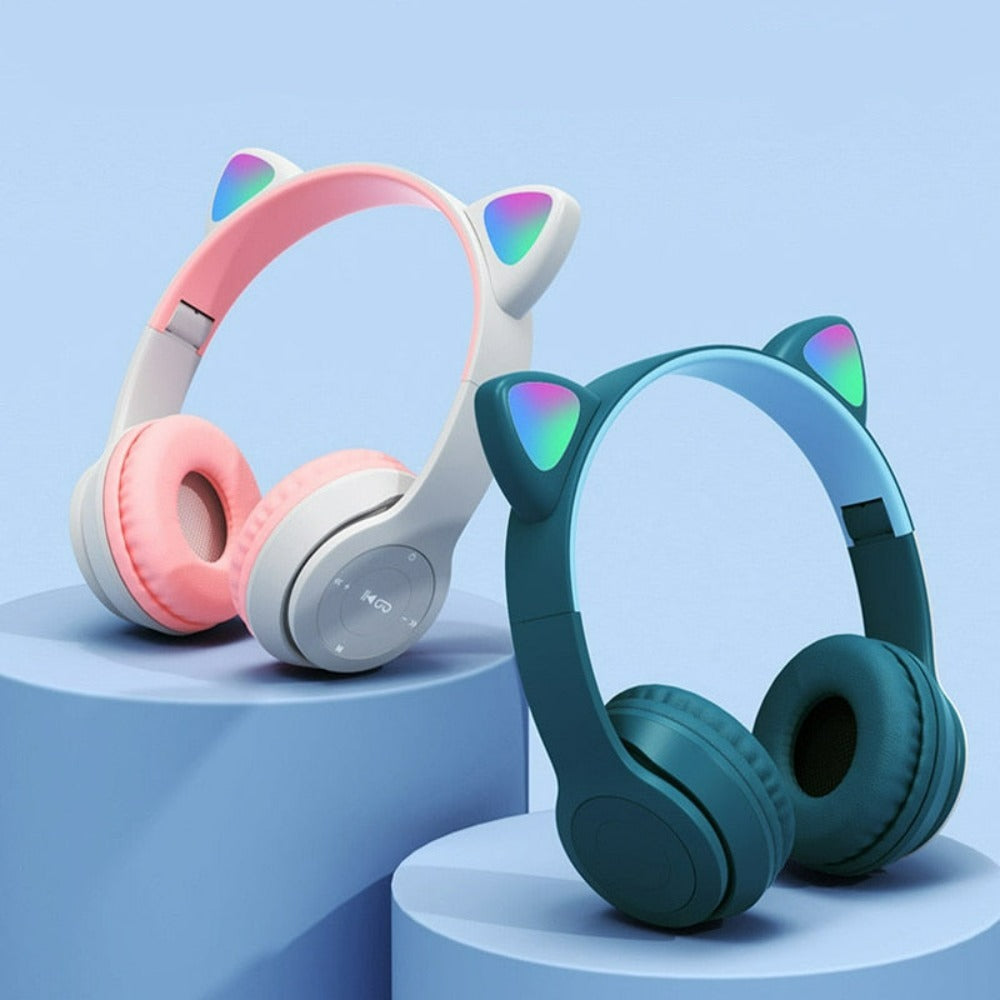 LED Bluetooth Headphones with Cat Ear Design