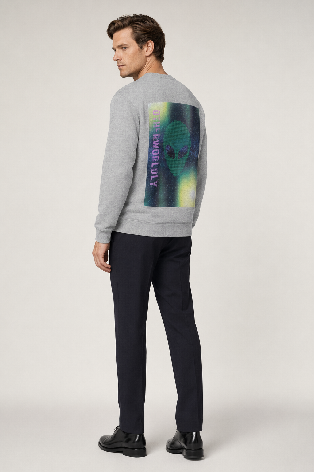 Back Print Alien Graphic Sweater - A Unique Twist on an Extraterrestrial Design Default