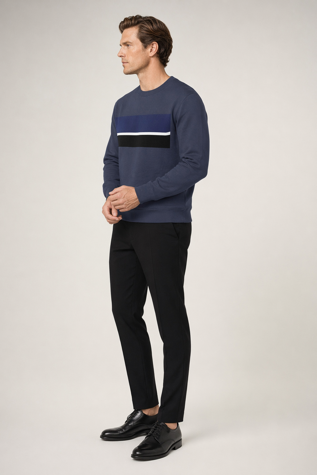 Multi-Strip Crewneck Sweatshirt for Men Default