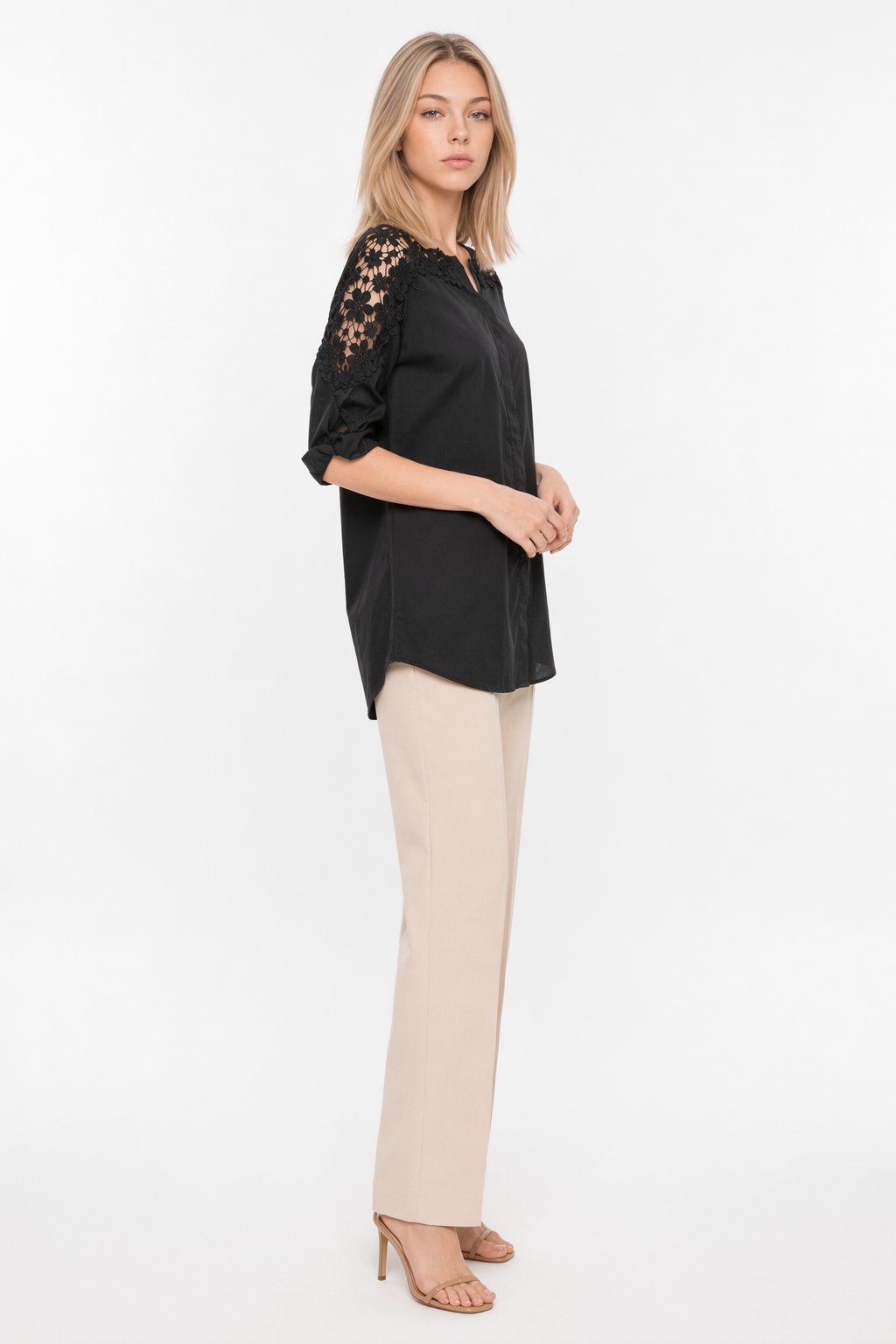 Lace Sleeve Blouse - Summer Street Style Black