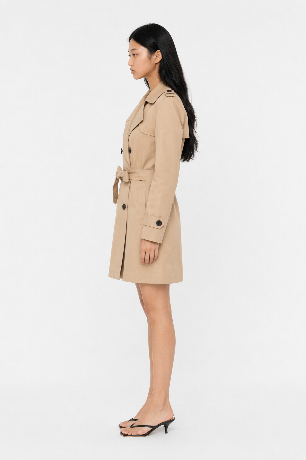 Double-Breasted Khaki Trench Coat for Women's Timeless Style Default