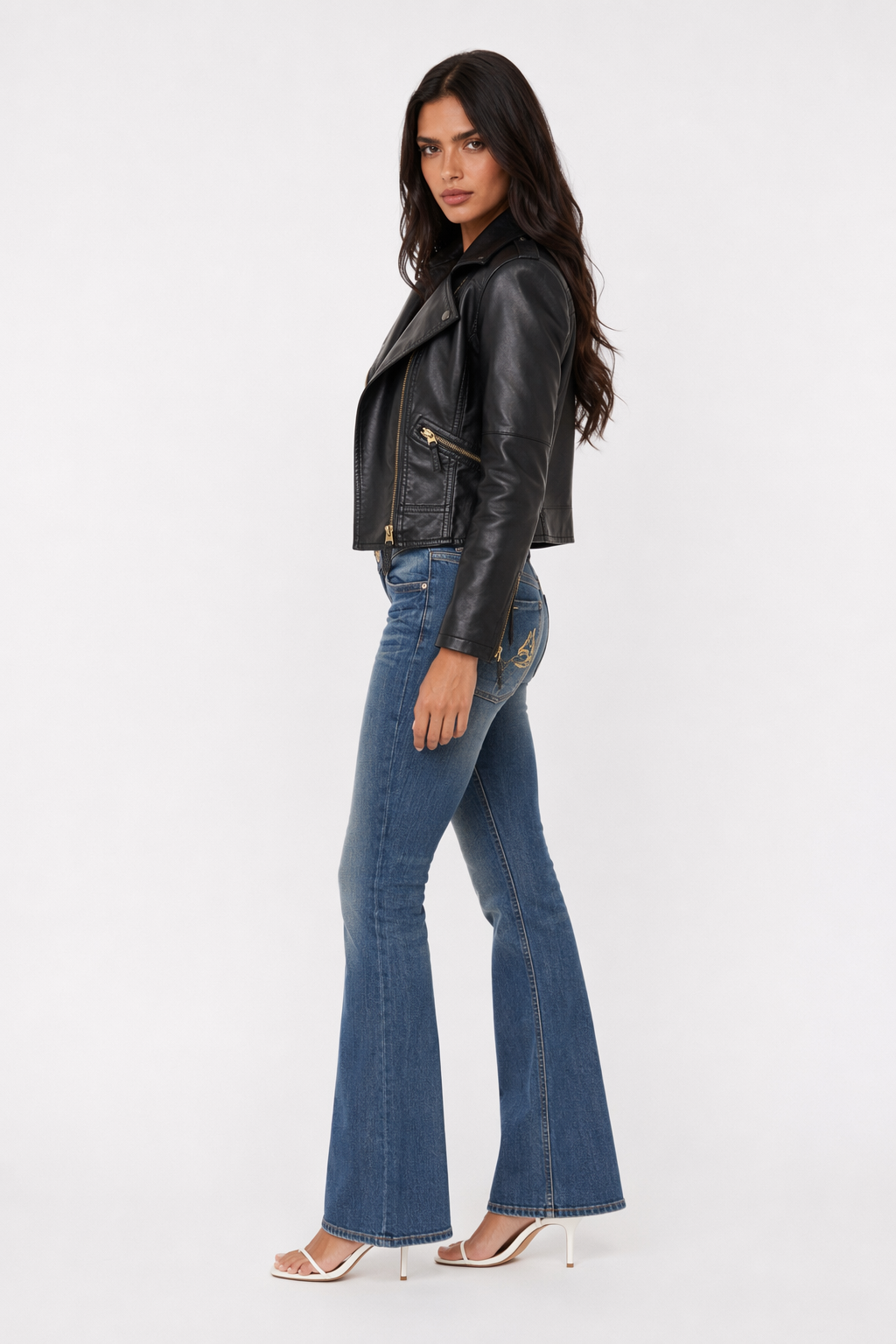 Cropped Faux Leather Jacket for Women Default