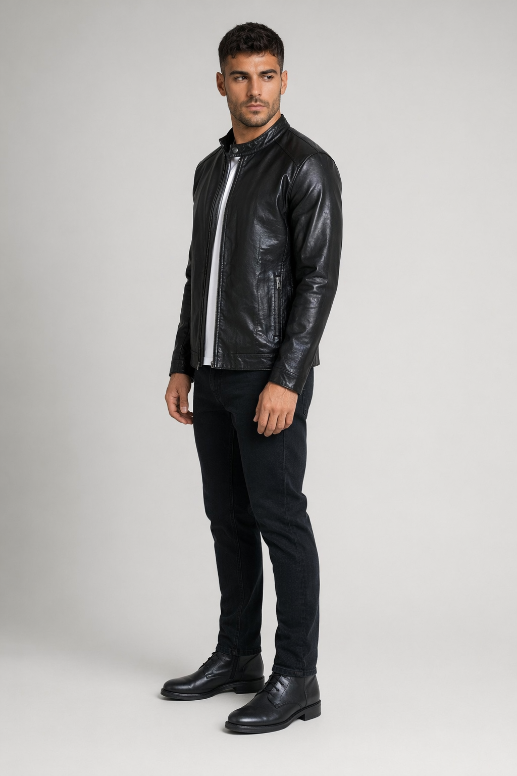 Men's Faux Leather Motorcycle Jacket Default