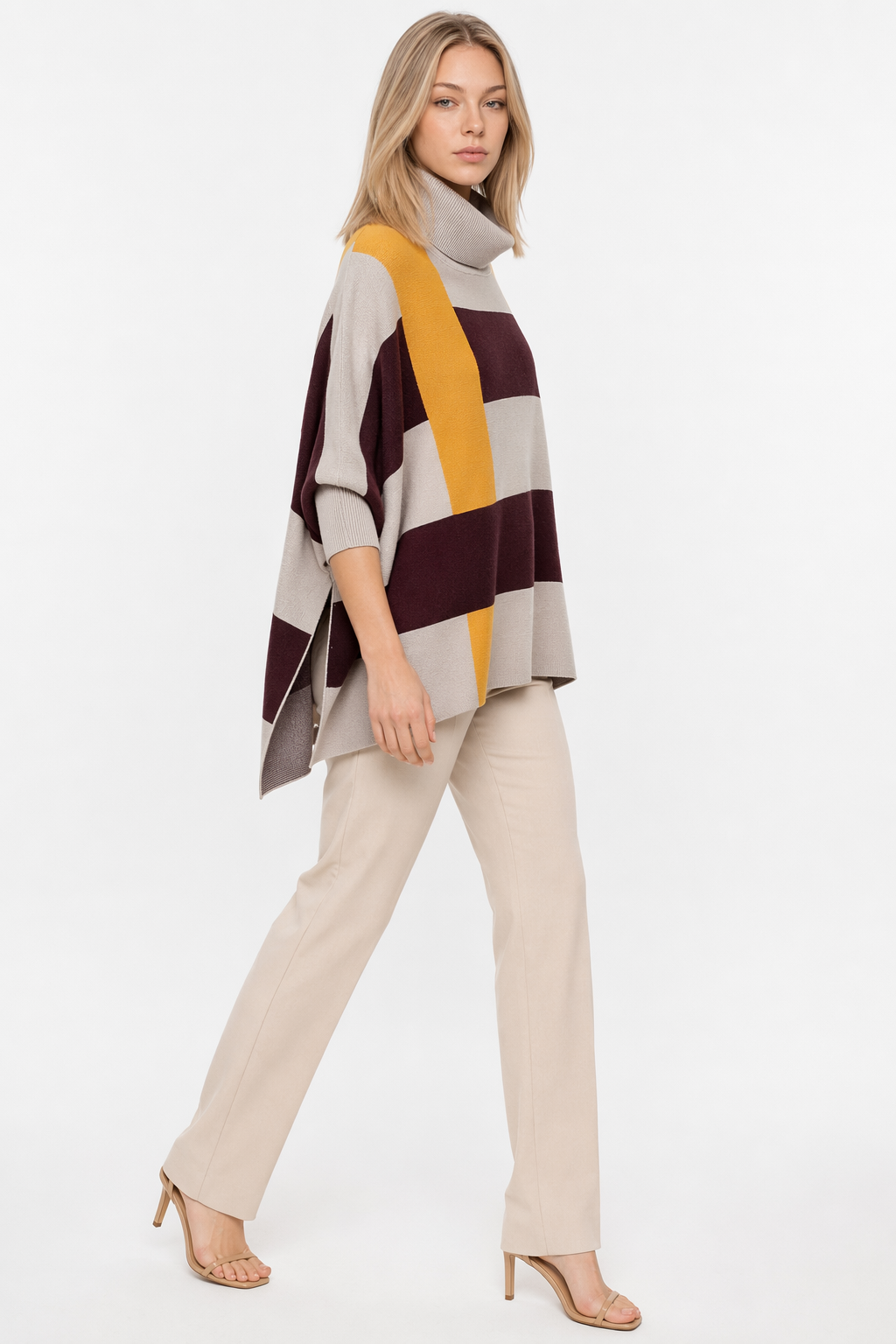 Plaid Striped Women's Sweater Cape Default