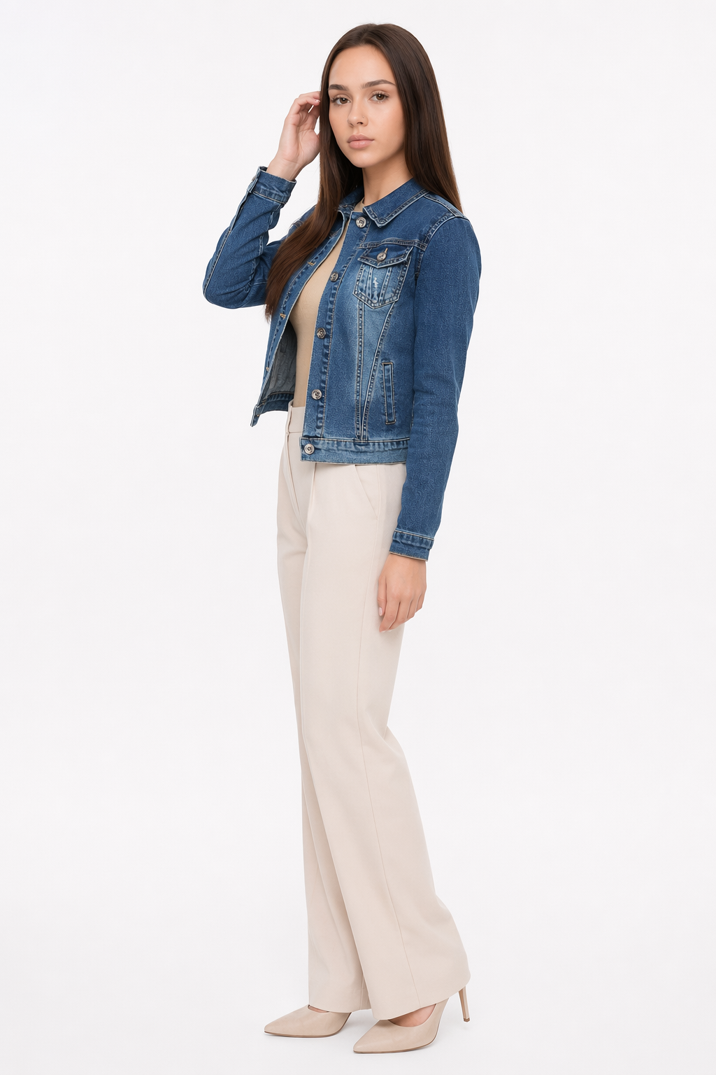 Cropped Denim Jacket for Women Default
