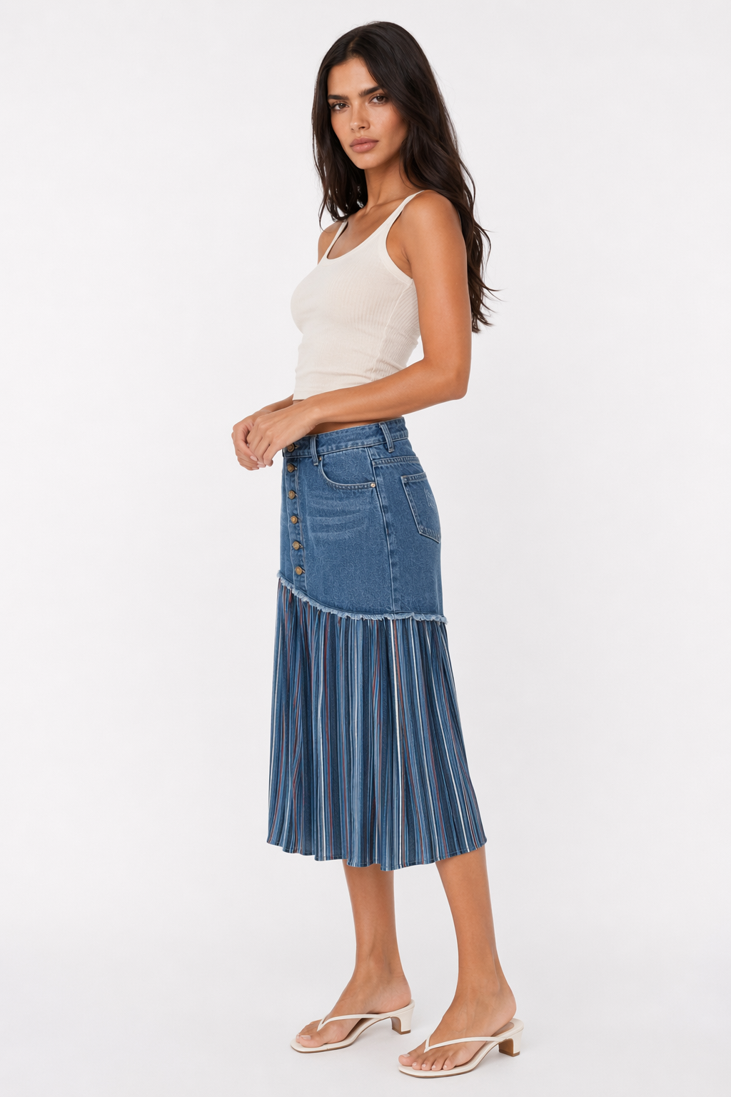 Denim Skirt with Layered Design for Women Default