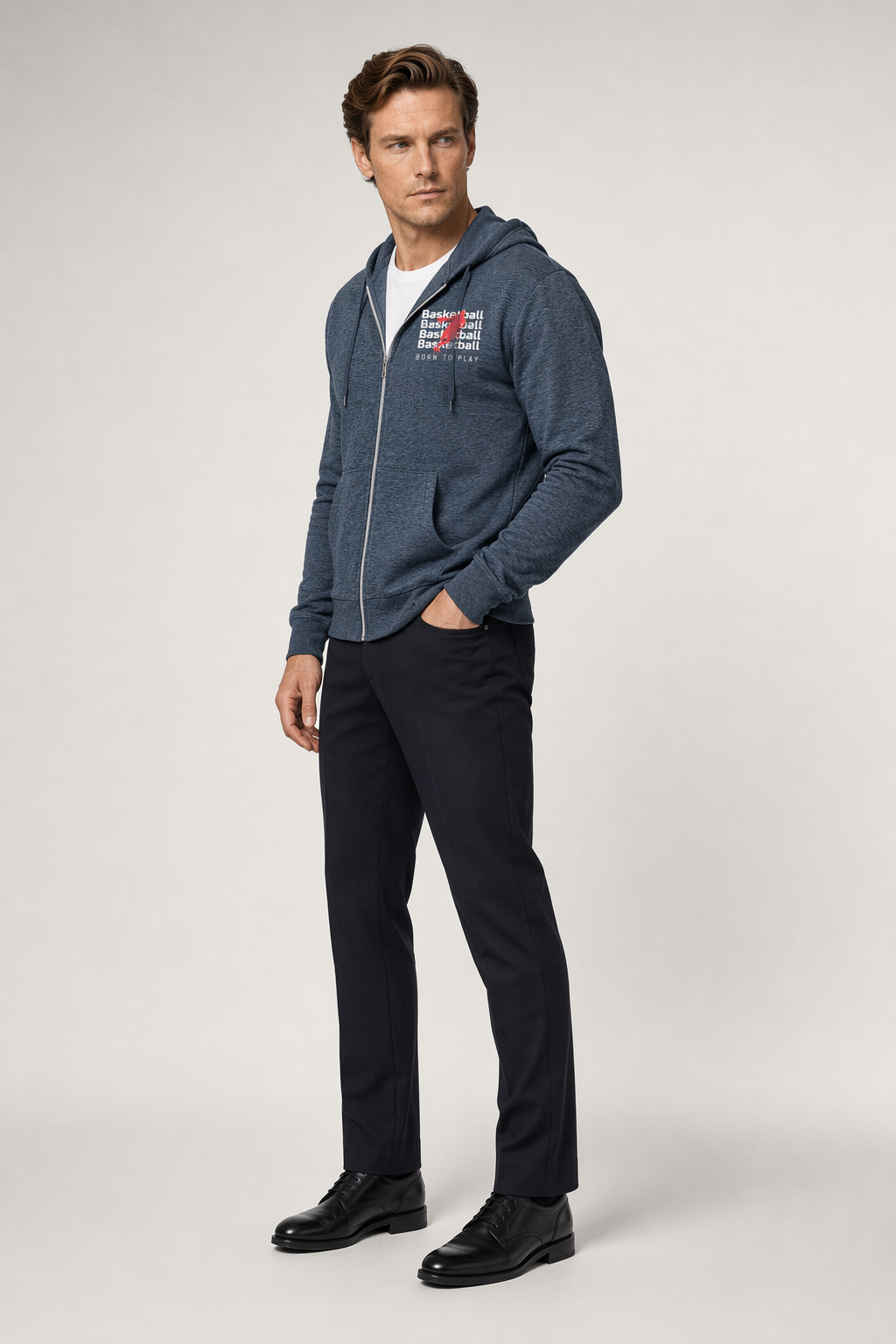 Full-Zip Hooded Sweatshirt for Men's Basketball Players Default
