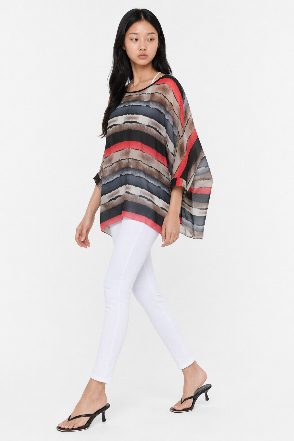 Colorful Striped Chiffon Tunic for Women Default
