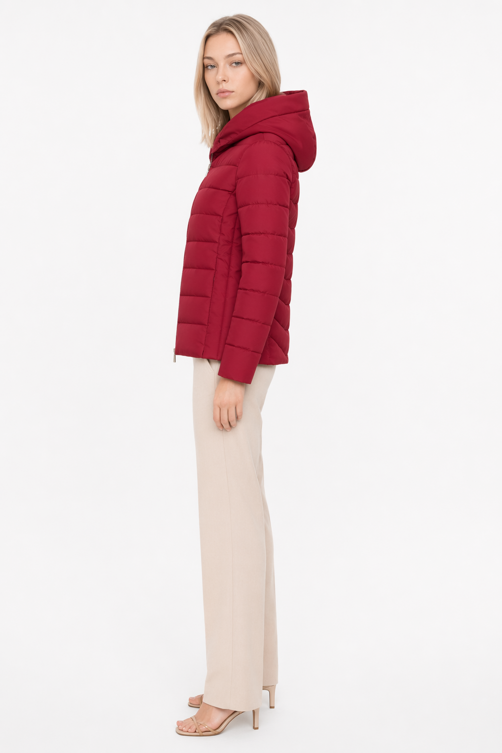 Slim-Fit Zippered Winter Coat with Hood for Women Default