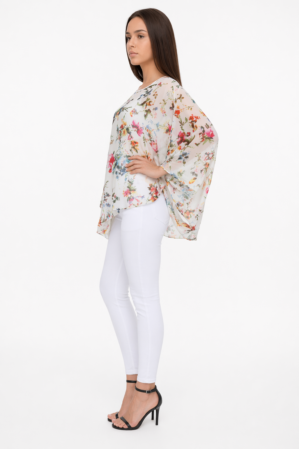 Floral Print Chiffon Tunic Top for Women's Summer Default