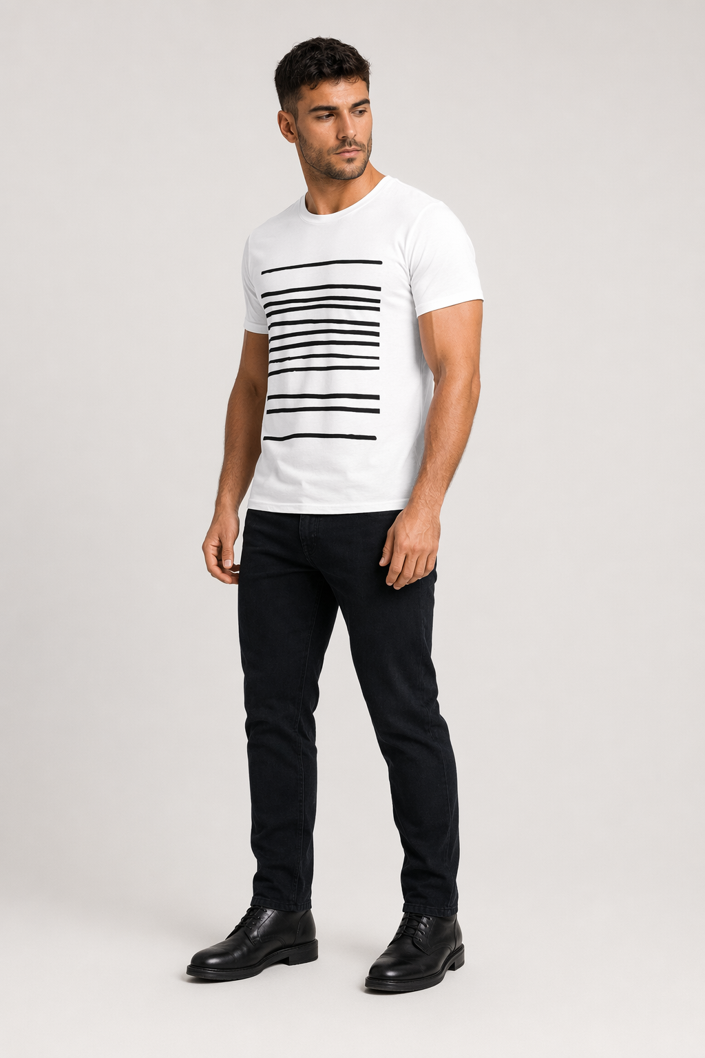 Horizontal Lines Men's Tee White