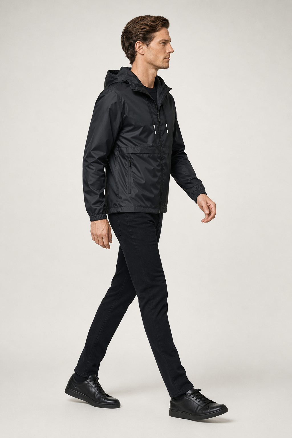 Black Windproof Jacket for Men Default
