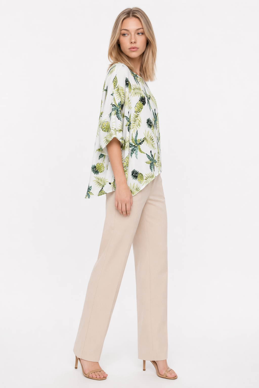 Batwing Top with Tropical Pineapple Print for Women Default