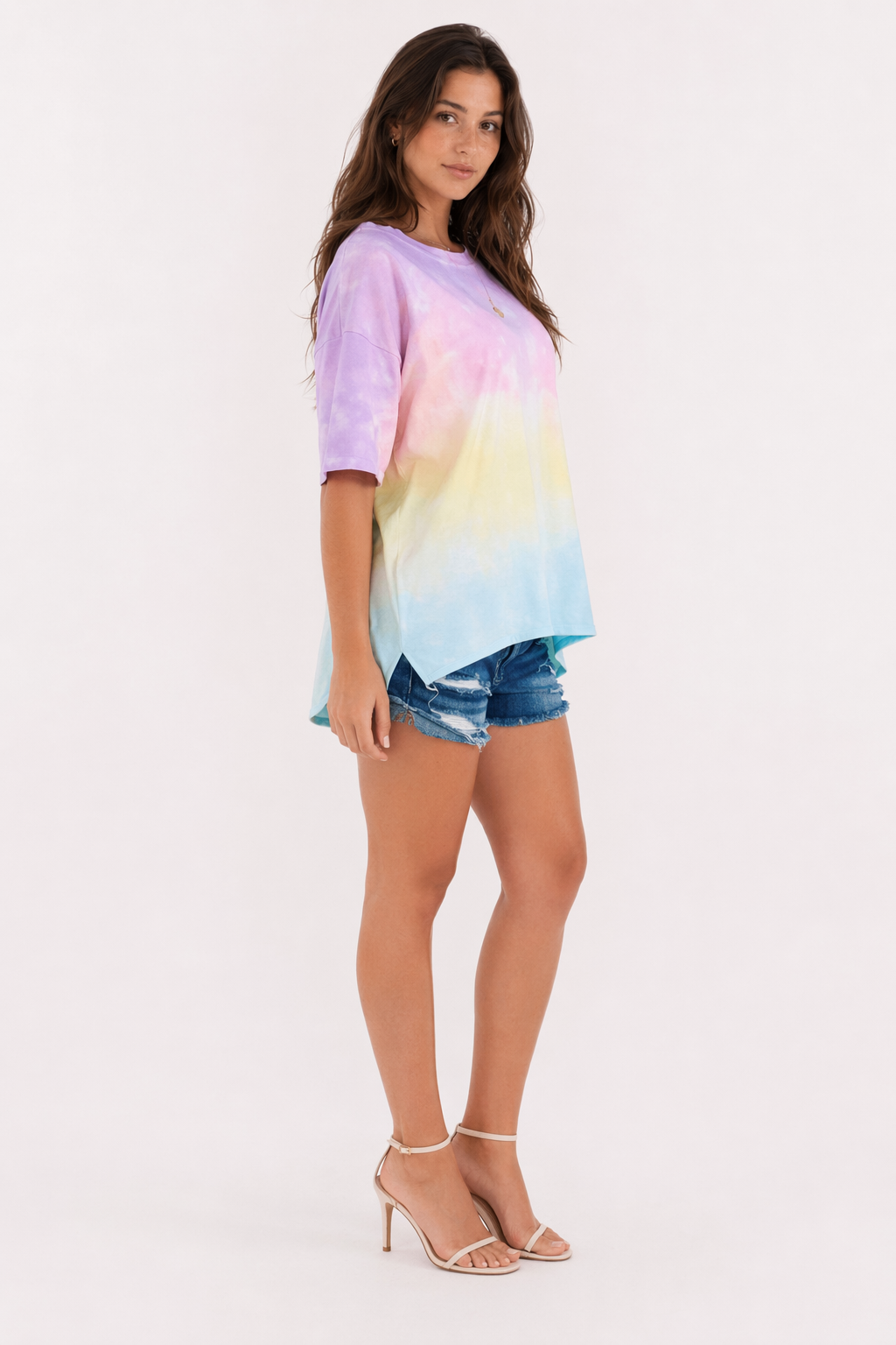 Gradient Rainbow Color Women's T-Shirt with a Magical Unicorn Design Default