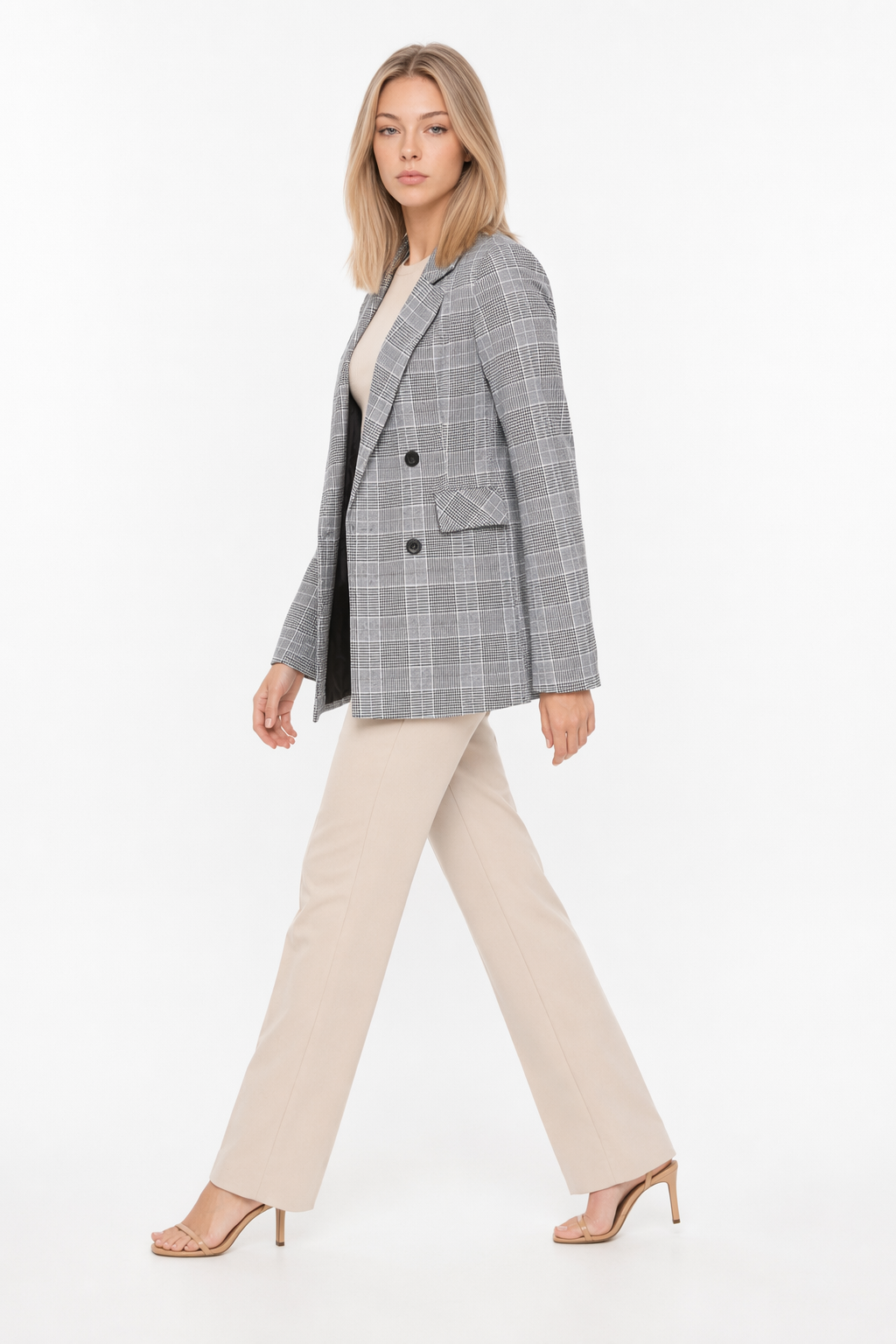 Double Checked Grey Blazer for Women Default