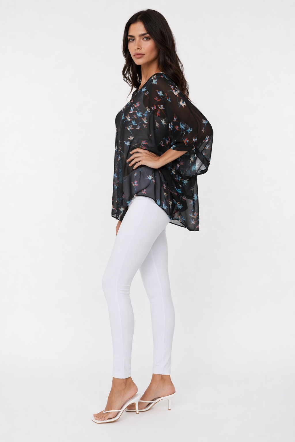 Chiffon Top with Printed Birds for Women Default